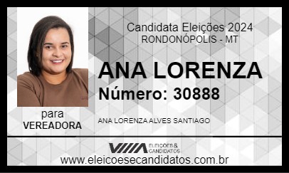 Candidato ANA LORENZA 2024 - RONDONÓPOLIS - Eleições