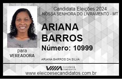 Candidato ARIANA BARROS 2024 - NOSSA SENHORA DO LIVRAMENTO - Eleições