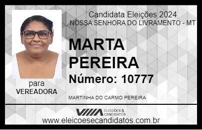 Candidato MARTA PEREIRA 2024 - NOSSA SENHORA DO LIVRAMENTO - Eleições