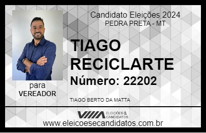 Candidato TIAGO RECICLARTE 2024 - PEDRA PRETA - Eleições