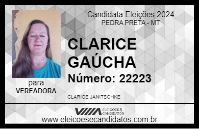 Candidato CLARICE GAÚCHA 2024 - PEDRA PRETA - Eleições