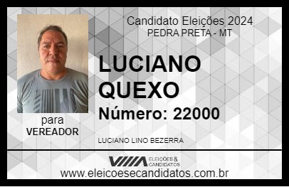 Candidato LUCIANO QUEXO 2024 - PEDRA PRETA - Eleições