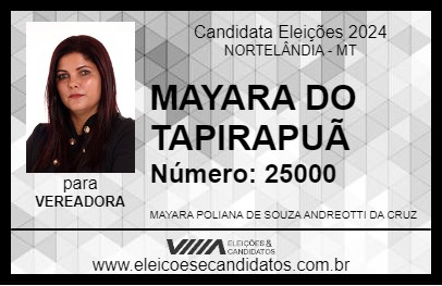 Candidato MAYARA DO TAPIRAPUÃ 2024 - NORTELÂNDIA - Eleições