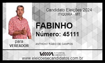 Candidato FABINHO 2024 - ITIQUIRA - Eleições