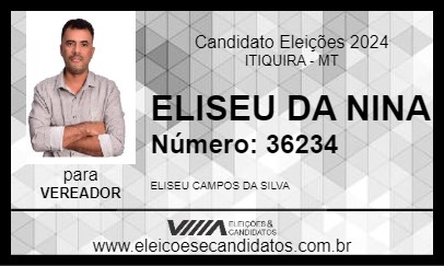 Candidato ELISEU DA NINA 2024 - ITIQUIRA - Eleições