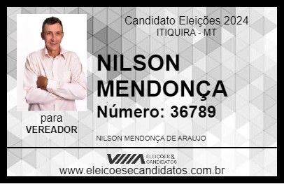 Candidato NILSON MENDONÇA 2024 - ITIQUIRA - Eleições