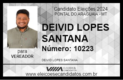 Candidato DEIVID LOPES SANTANA 2024 - PONTAL DO ARAGUAIA - Eleições