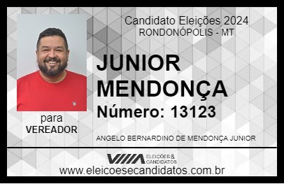 Candidato JUNIOR MENDONÇA 2024 - RONDONÓPOLIS - Eleições