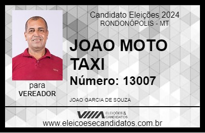 Candidato JOAO MOTO TAXI 2024 - RONDONÓPOLIS - Eleições