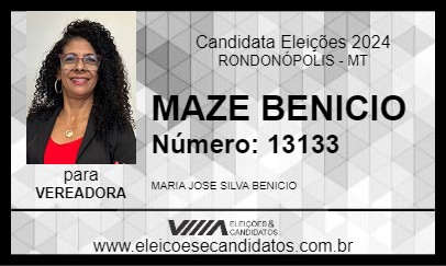 Candidato MAZE BENICIO 2024 - RONDONÓPOLIS - Eleições