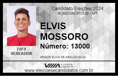 Candidato ELVIS MOSSORO 2024 - RONDONÓPOLIS - Eleições