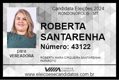 Candidato ROBERTA SANTARENHA 2024 - RONDONÓPOLIS - Eleições