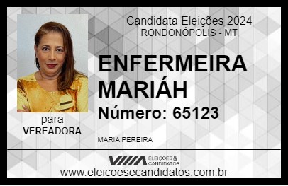 Candidato ENFERMEIRA MARIÁH 2024 - RONDONÓPOLIS - Eleições