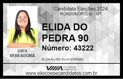 Candidato ELIDA DO PEDRA 90 2024 - RONDONÓPOLIS - Eleições