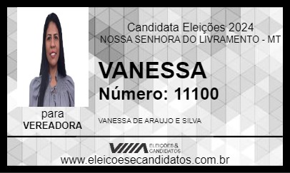 Candidato VANESSA 2024 - NOSSA SENHORA DO LIVRAMENTO - Eleições