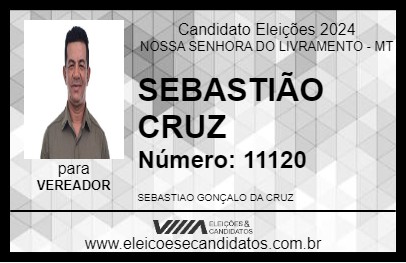 Candidato SEBASTIÃO CRUZ 2024 - NOSSA SENHORA DO LIVRAMENTO - Eleições