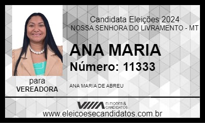 Candidato ANA MARIA 2024 - NOSSA SENHORA DO LIVRAMENTO - Eleições