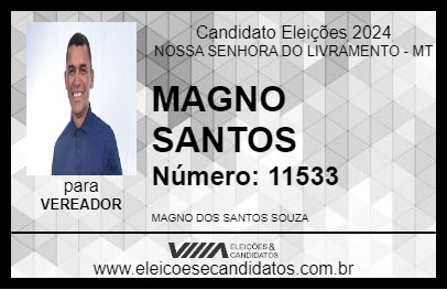 Candidato MAGNO SANTOS 2024 - NOSSA SENHORA DO LIVRAMENTO - Eleições