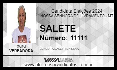 Candidato SALETE 2024 - NOSSA SENHORA DO LIVRAMENTO - Eleições