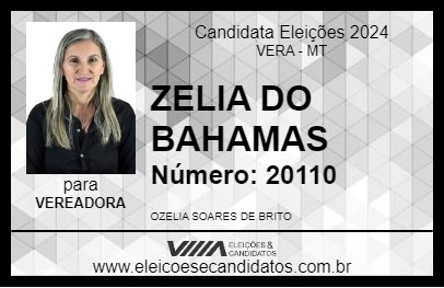 Candidato ZELIA DO BAHAMAS 2024 - VERA - Eleições