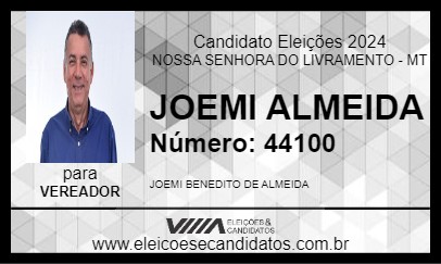 Candidato JOEMI ALMEIDA 2024 - NOSSA SENHORA DO LIVRAMENTO - Eleições