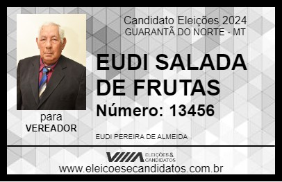 Candidato EUDI SALADA DE FRUTAS 2024 - GUARANTÃ DO NORTE - Eleições