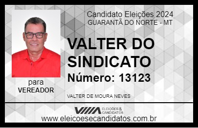 Candidato VALTER DO SINDICATO 2024 - GUARANTÃ DO NORTE - Eleições