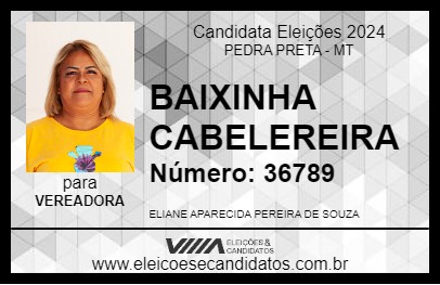 Candidato BAIXINHA CABELEREIRA 2024 - PEDRA PRETA - Eleições