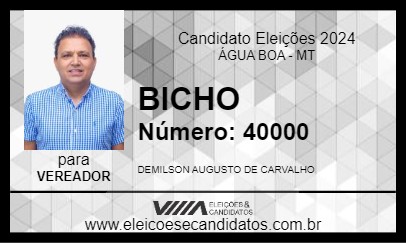 Candidato BICHO 2024 - ÁGUA BOA - Eleições