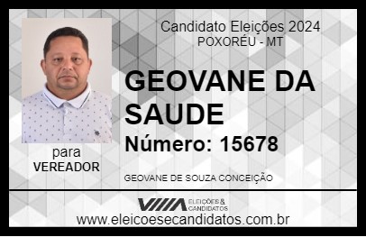 Candidato GEOVANE  DA SAUDE 2024 - POXORÉU - Eleições