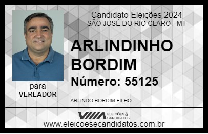 Candidato ARLINDINHO BORDIM 2024 - SÃO JOSÉ DO RIO CLARO - Eleições