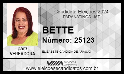 Candidato BETTE 2024 - PARANATINGA - Eleições