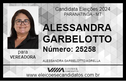 Candidato ALESSANDRA GARBELOTTO 2024 - PARANATINGA - Eleições