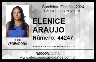 Candidato ELENICE ARAUJO 2024 - SÃO JOSÉ DO POVO - Eleições