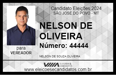 Candidato NELSON DE OLIVEIRA 2024 - SÃO JOSÉ DO POVO - Eleições