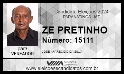 Candidato ZE PRETINHO 2024 - PARANATINGA - Eleições