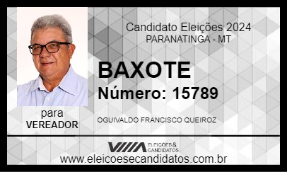 Candidato BAXOTE 2024 - PARANATINGA - Eleições