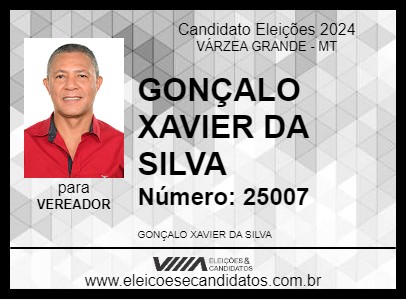 Candidato GONÇALO XAVIER DA SILVA 2024 - VÁRZEA GRANDE - Eleições