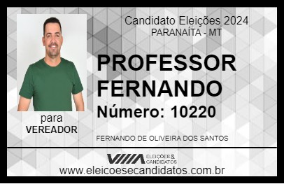 Candidato PROFESSOR FERNANDO 2024 - PARANAÍTA - Eleições