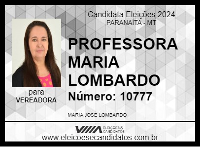 Candidato PROFESSORA MARIA LOMBARDO 2024 - PARANAÍTA - Eleições