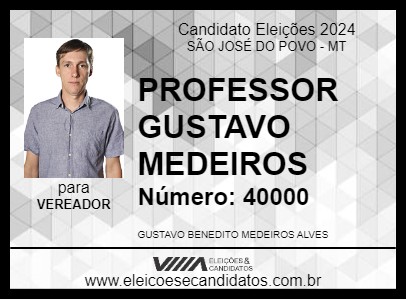 Candidato PROFESSOR GUSTAVO MEDEIROS 2024 - SÃO JOSÉ DO POVO - Eleições