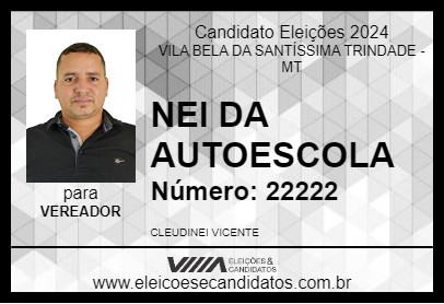 Candidato NEI DA AUTOESCOLA 2024 - VILA BELA DA SANTÍSSIMA TRINDADE - Eleições