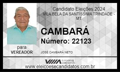 Candidato CAMBARÁ 2024 - VILA BELA DA SANTÍSSIMA TRINDADE - Eleições