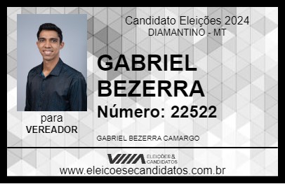 Candidato GABRIEL BEZERRA 2024 - DIAMANTINO - Eleições