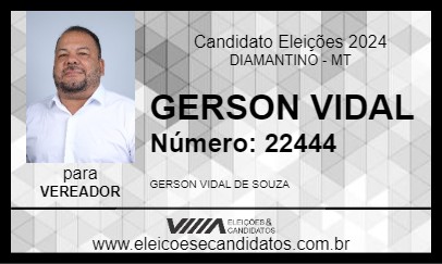 Candidato GERSON VIDAL 2024 - DIAMANTINO - Eleições