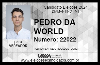 Candidato PEDRO DA WORLD 2024 - DIAMANTINO - Eleições