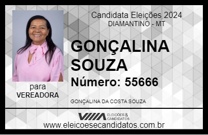 Candidato GONÇALINA SOUZA 2024 - DIAMANTINO - Eleições