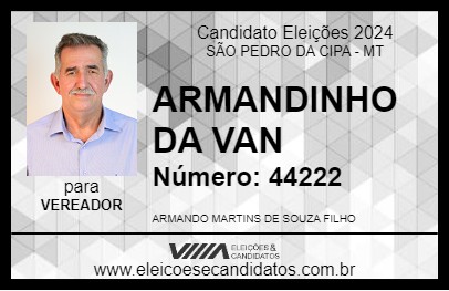 Candidato ARMANDINHO DA VAN 2024 - SÃO PEDRO DA CIPA - Eleições