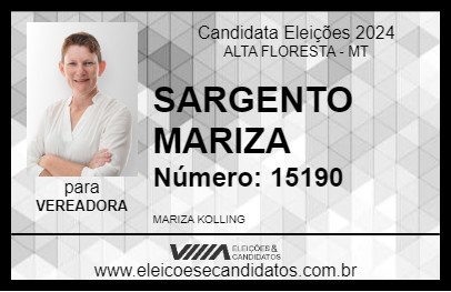 Candidato SARGENTO MARIZA 2024 - ALTA FLORESTA - Eleições