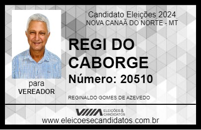 Candidato REGI DO CABORGE 2024 - NOVA CANAÃ DO NORTE - Eleições